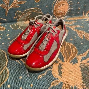 Prada red with grey sport sneakers men size 9